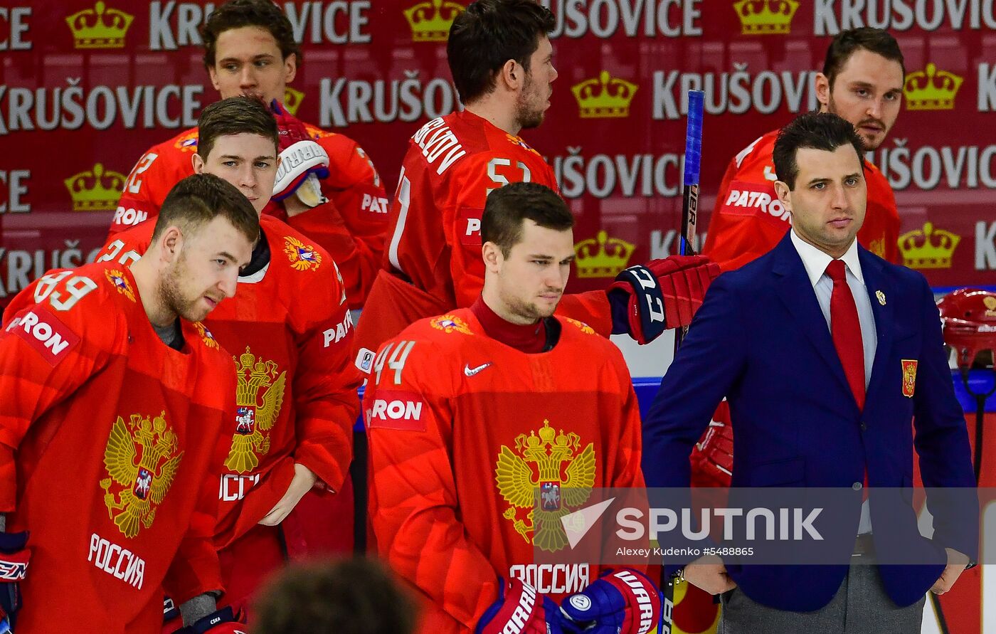 Ice hockey. 2018 IIHF World Championship. Russian national team's training session