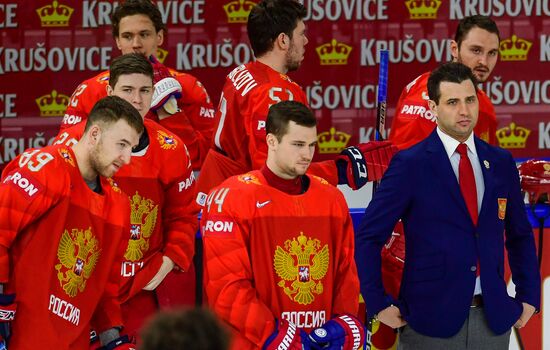 Ice hockey. 2018 IIHF World Championship. Russian national team's training session