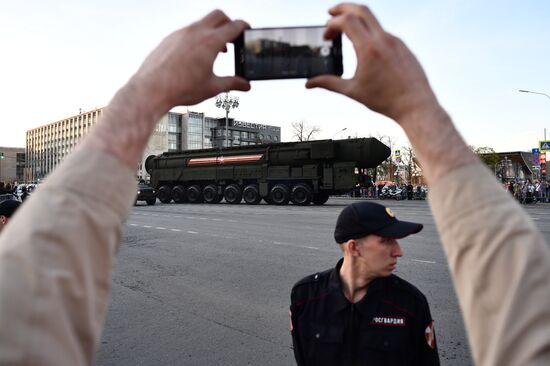 Night rehearsal of Victory Parade on Red Square