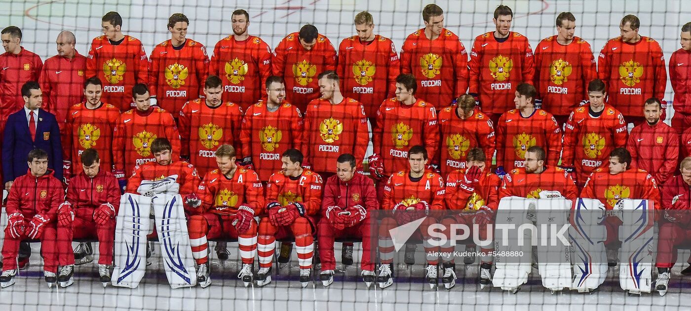 Ice hockey. 2018 IIHF World Championship. Russian national team's training session
