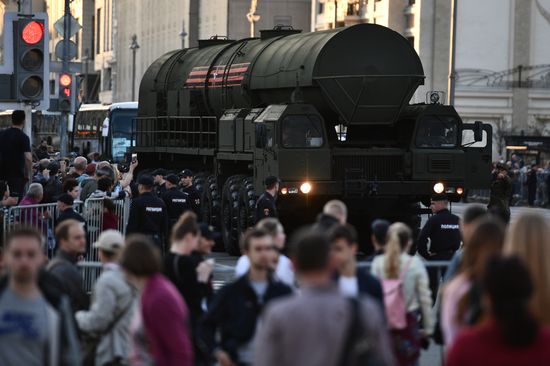 Night rehearsal of Victory Parade on Red Square
