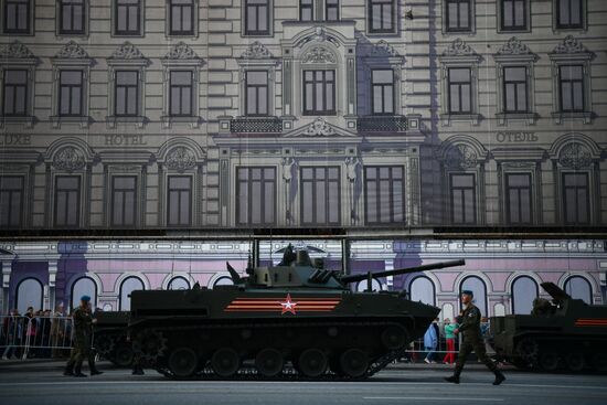 Night rehearsal of Victory Parade on Red Square