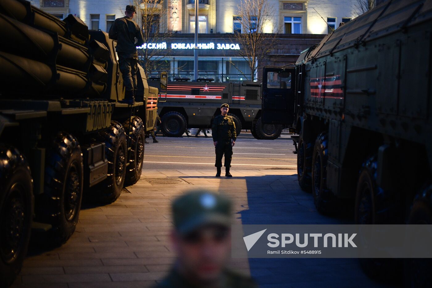 Night rehearsal of Victory Parade on Red Square