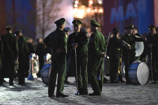 Night rehearsal of Victory Parade on Red Square
