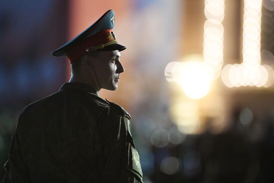 Night rehearsal of Victory Parade on Red Square