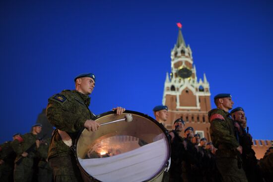 Night rehearsal of Victory Parade on Red Square