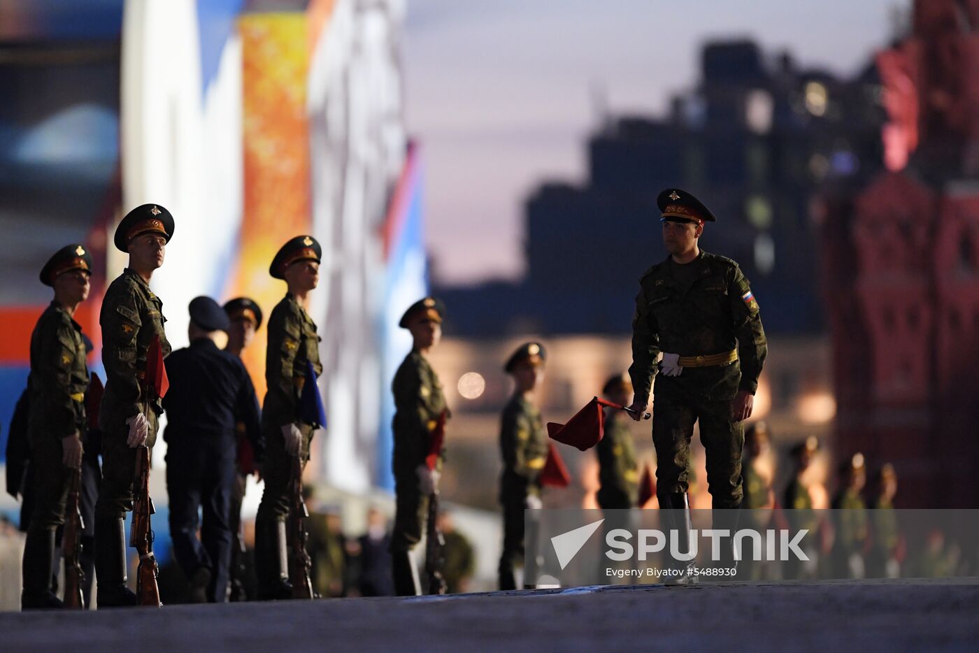 Night rehearsal of Victory Parade on Red Square