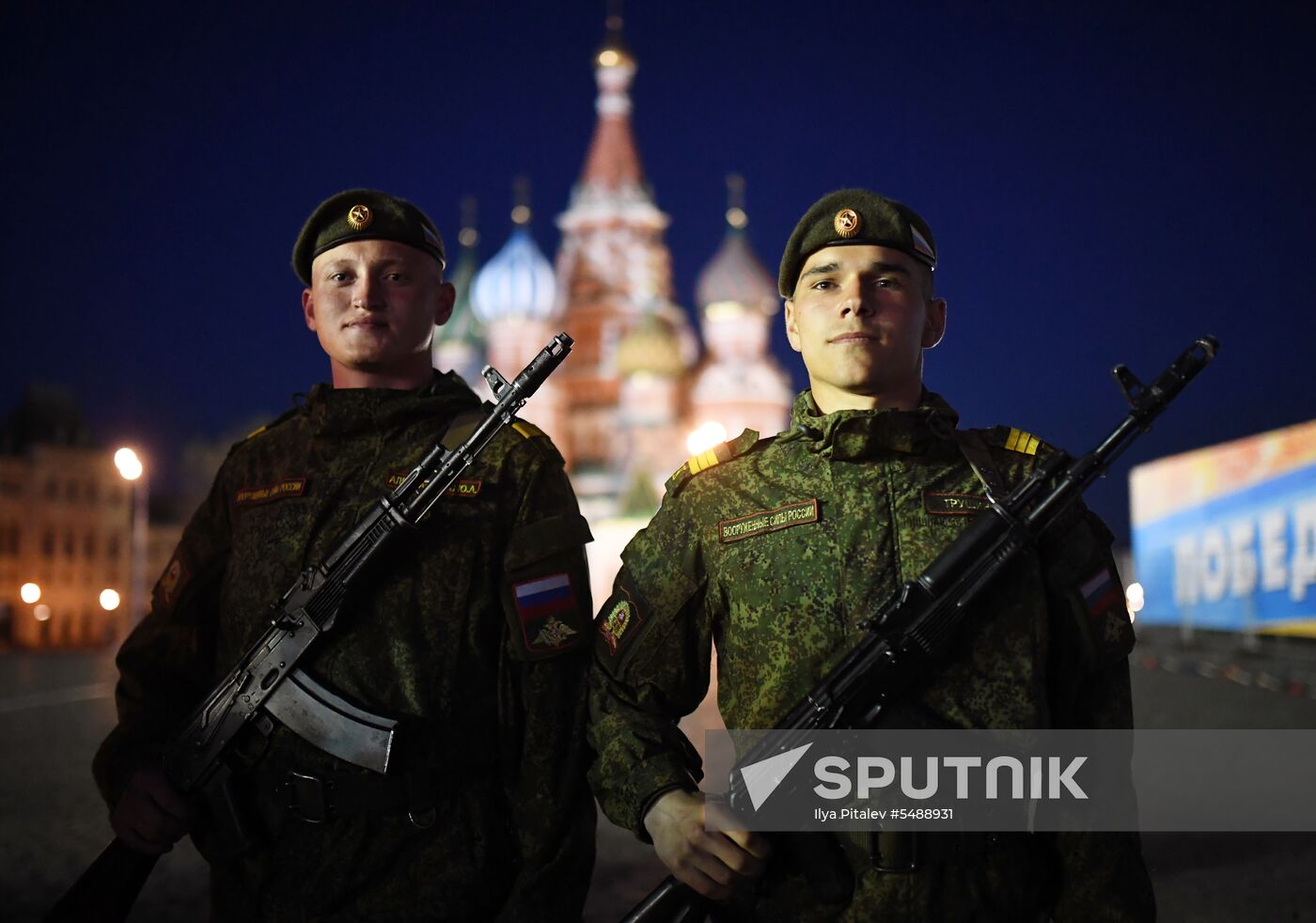 Night rehearsal of Victory Parade on Red Square