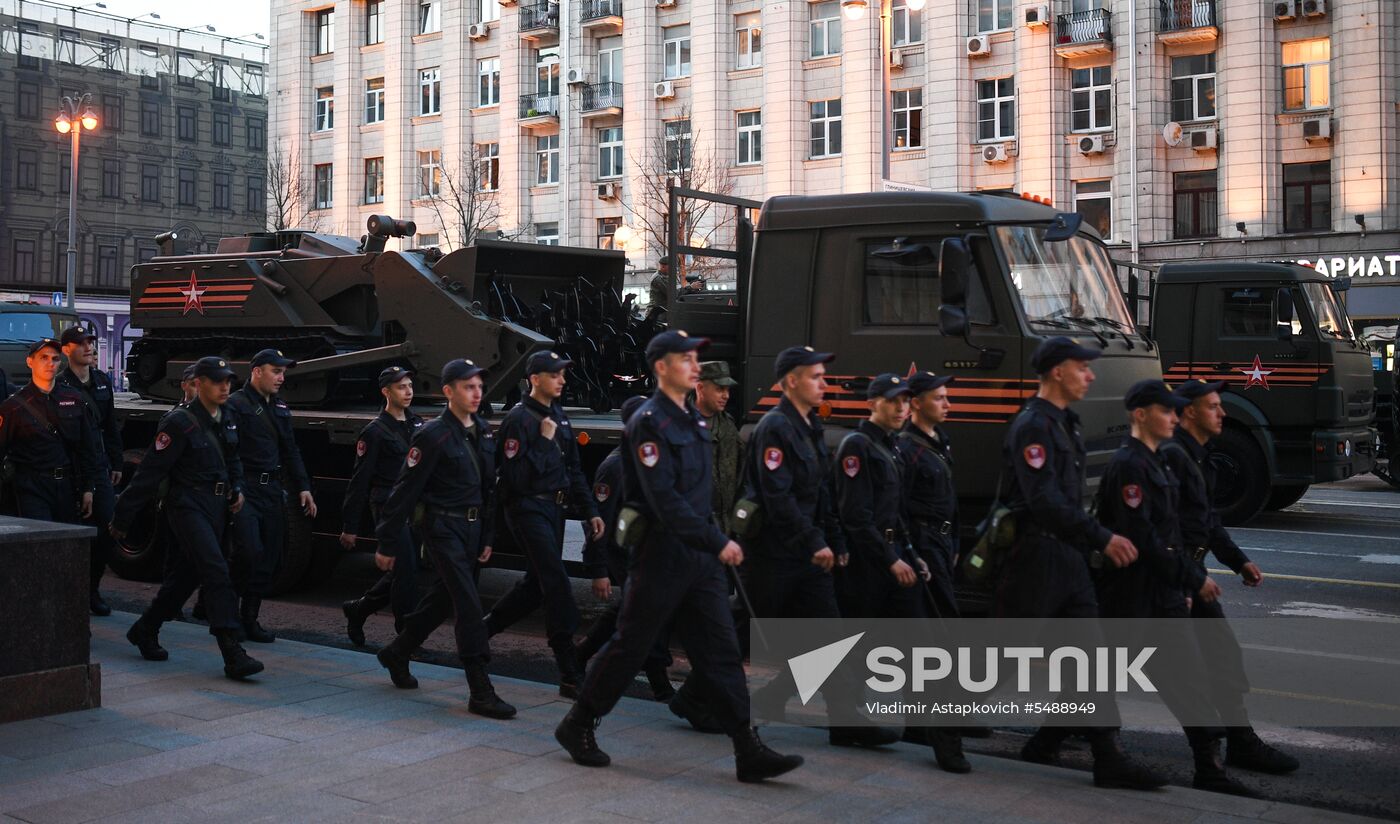 Night rehearsal of Victory Parade on Red Square