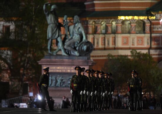 Night rehearsal of Victory Parade on Red Square