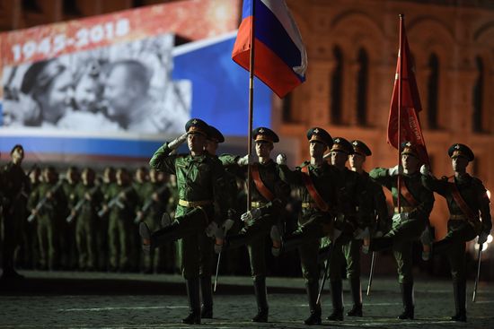 Night rehearsal of Victory Parade on Red Square