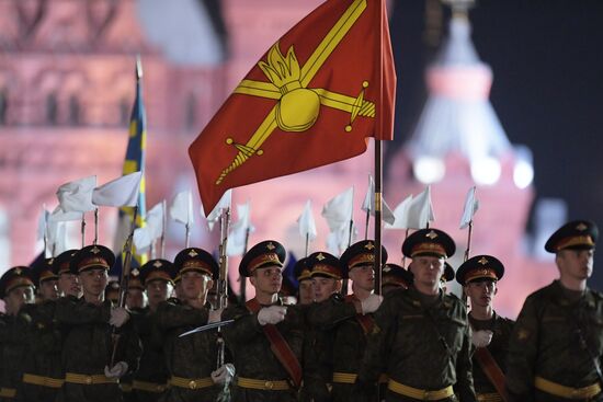 Night rehearsal of Victory Parade on Red Square