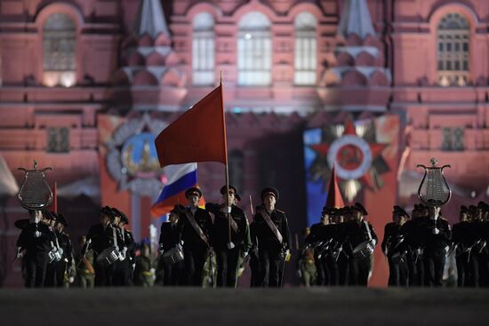 Night rehearsal of Victory Parade on Red Square