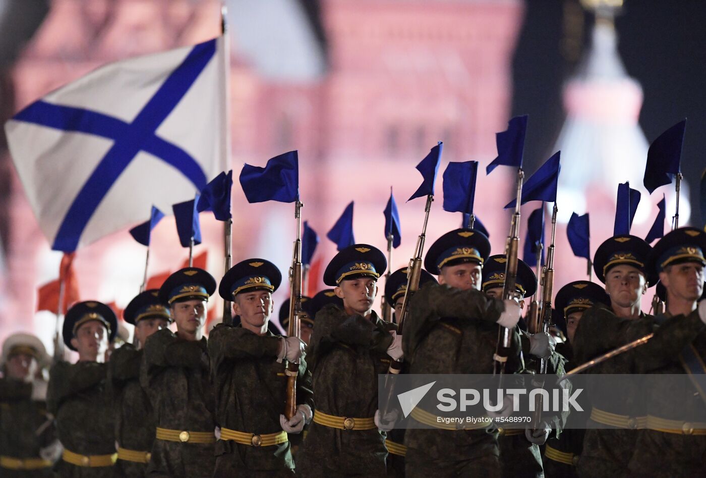 Night rehearsal of Victory Parade on Red Square