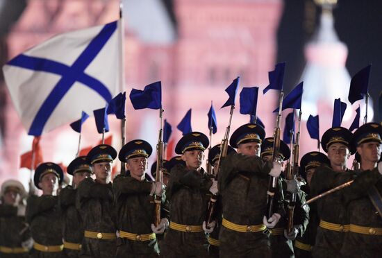Night rehearsal of Victory Parade on Red Square