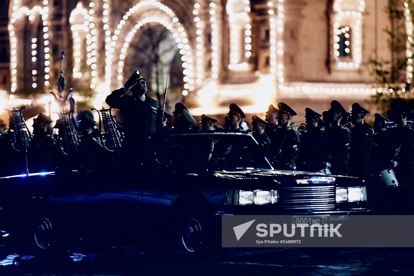 Night rehearsal of Victory Parade on Red Square