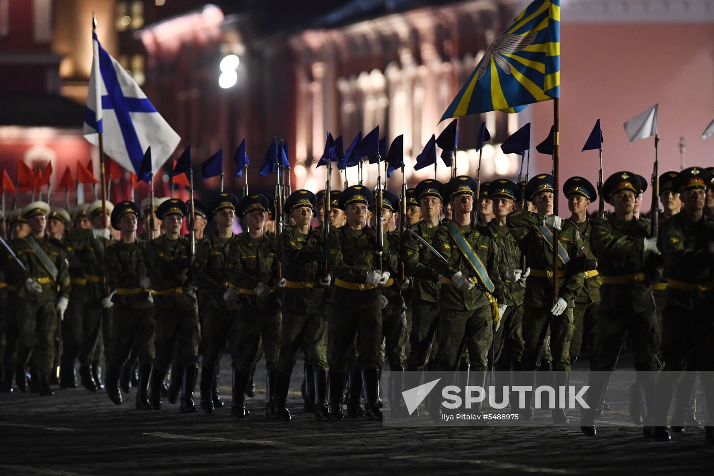 Night rehearsal of Victory Parade on Red Square