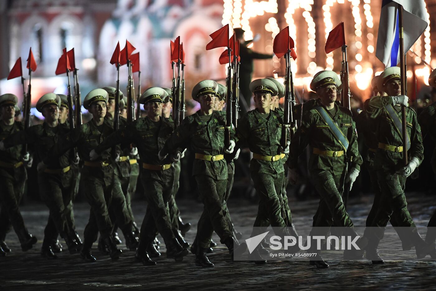 Night rehearsal of Victory Parade on Red Square