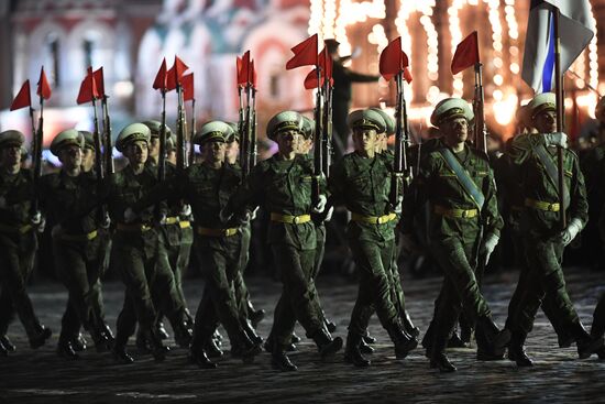 Night rehearsal of Victory Parade on Red Square