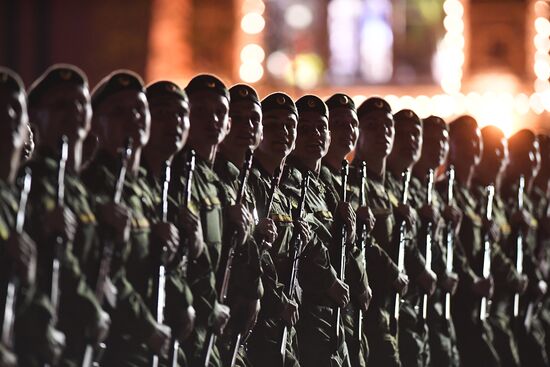 Night rehearsal of Victory Parade on Red Square