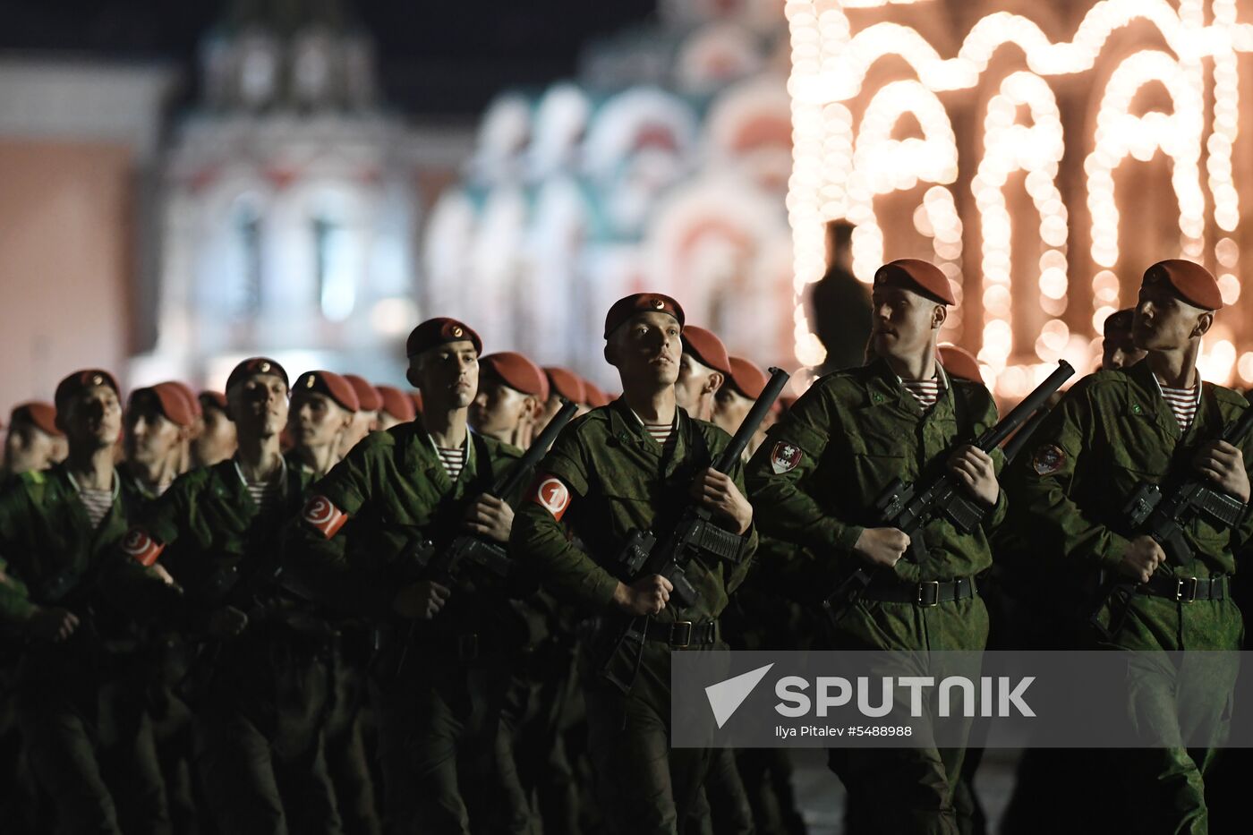 Night rehearsal of Victory Parade on Red Square