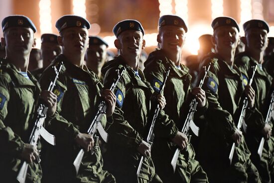 Night rehearsal of Victory Parade on Red Square