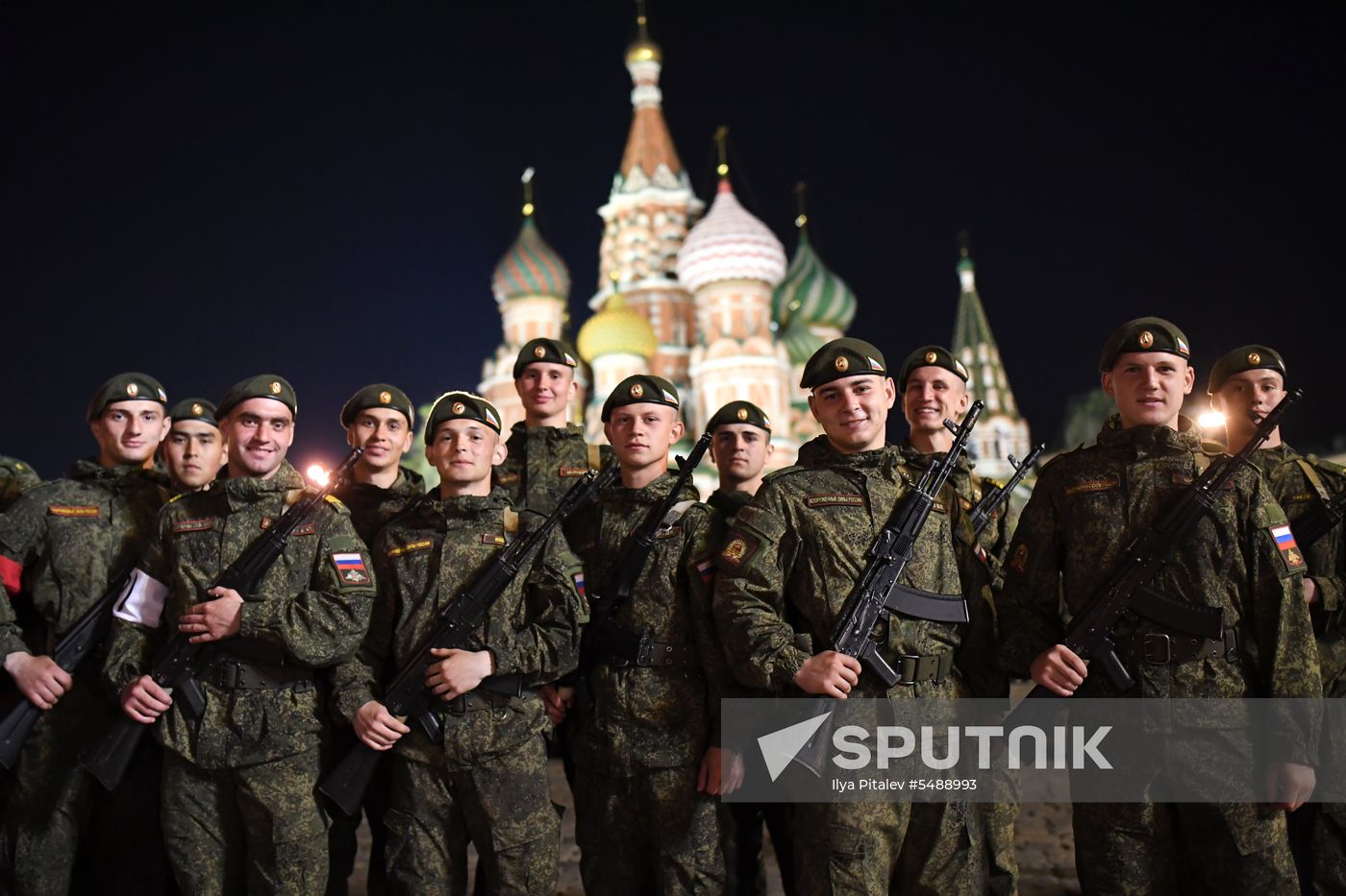 Night rehearsal of Victory Parade on Red Square