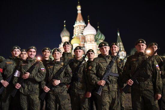 Night rehearsal of Victory Parade on Red Square
