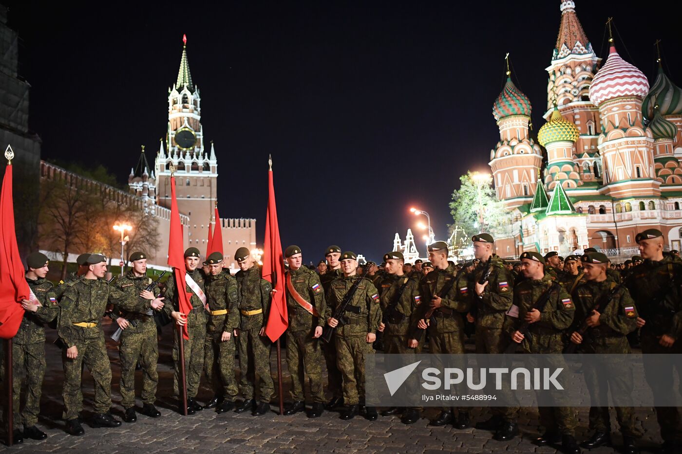 Night rehearsal of Victory Parade on Red Square