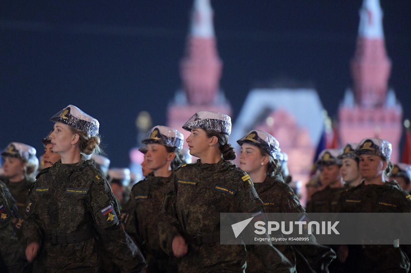 Night rehearsal of Victory Parade on Red Square