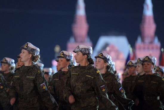 Night rehearsal of Victory Parade on Red Square