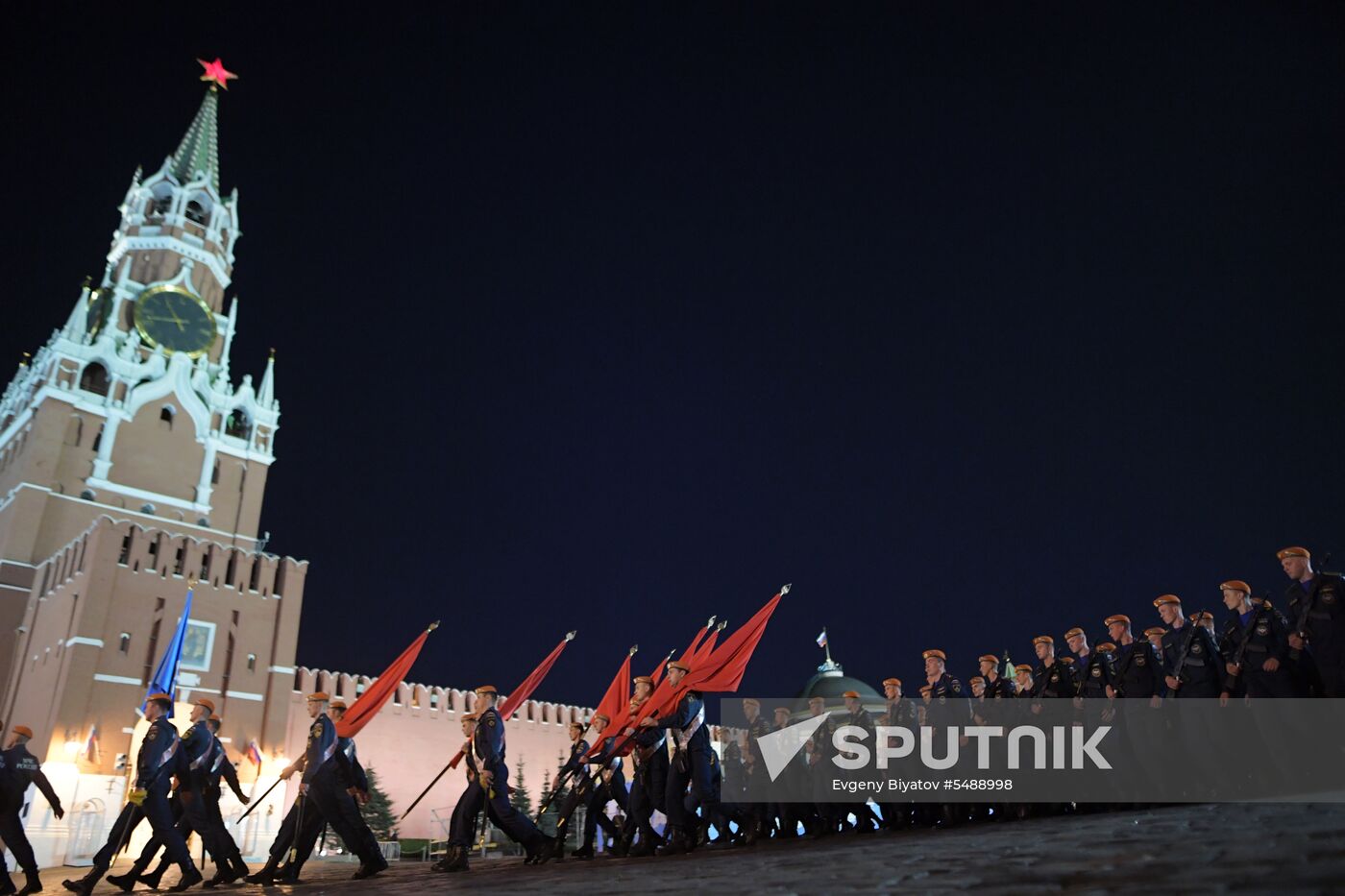 Night rehearsal of Victory Parade on Red Square