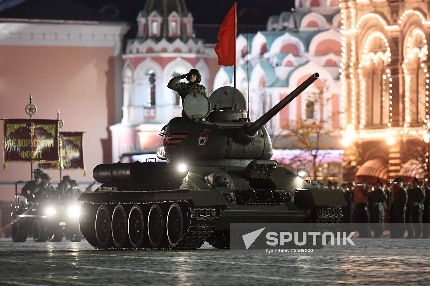 Night rehearsal of Victory Parade on Red Square