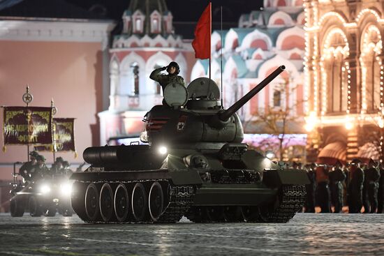 Night rehearsal of Victory Parade on Red Square
