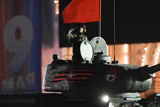 Night rehearsal of Victory Parade on Red Square