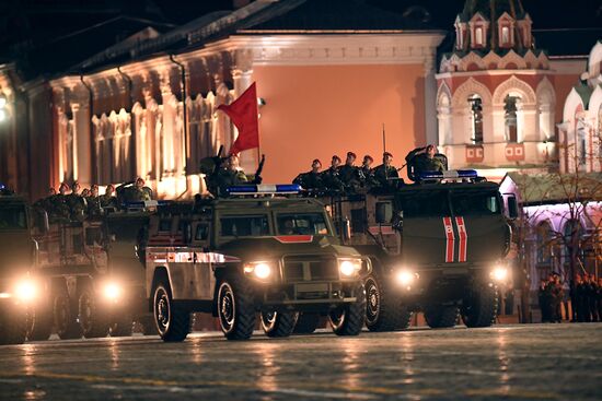 Night rehearsal of Victory Parade on Red Square