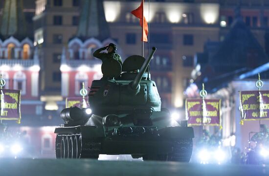 Night rehearsal of Victory Parade on Red Square