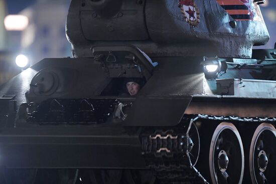 Night rehearsal of Victory Parade on Red Square