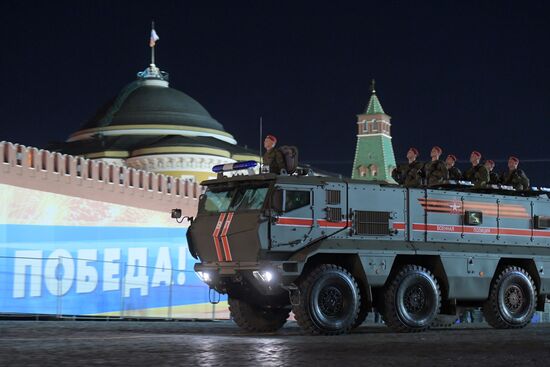 Night rehearsal of Victory Parade on Red Square