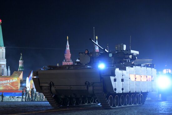 Night rehearsal of Victory Parade on Red Square