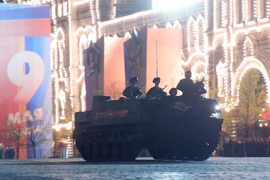 Night rehearsal of Victory Parade on Red Square