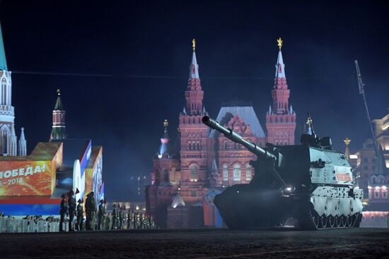 Night rehearsal of Victory Parade on Red Square