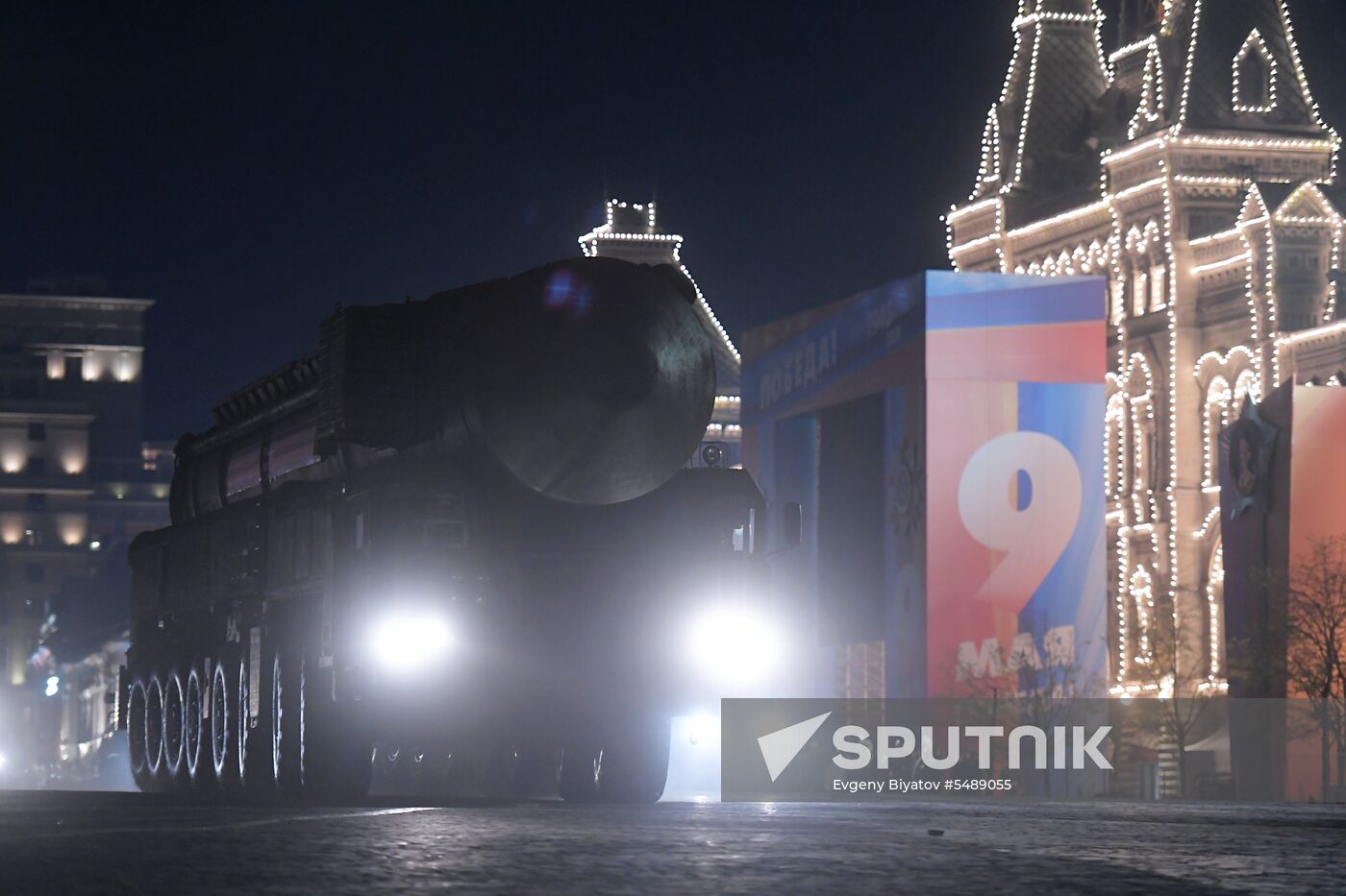 Night rehearsal of Victory Parade on Red Square