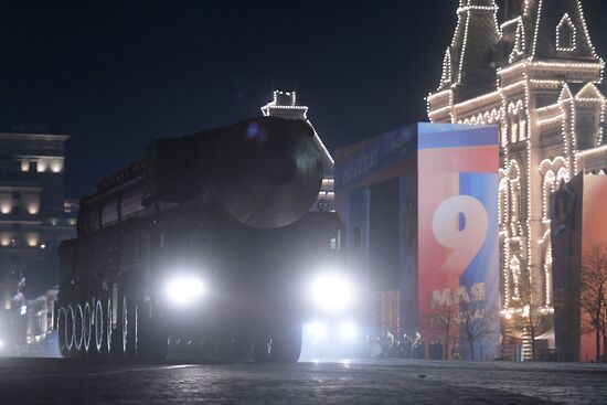 Night rehearsal of Victory Parade on Red Square
