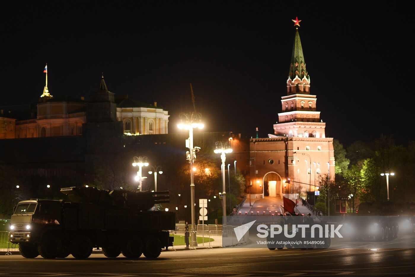 Night rehearsal of Victory Parade on Red Square