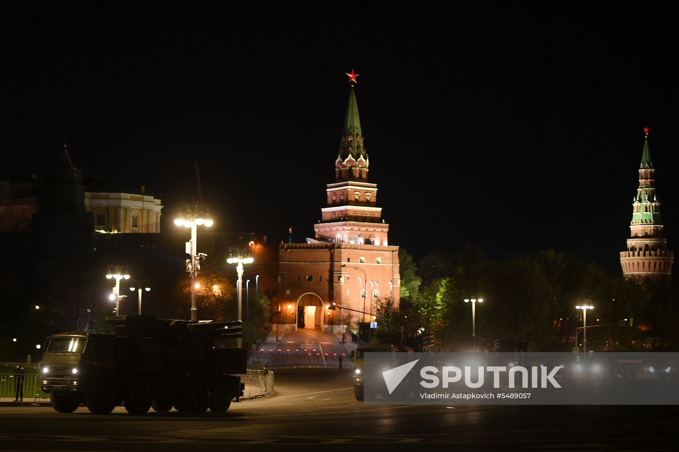Night rehearsal of Victory Parade on Red Square