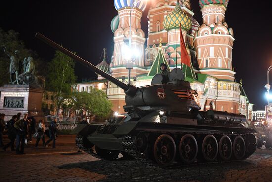 Night rehearsal of Victory Parade on Red Square