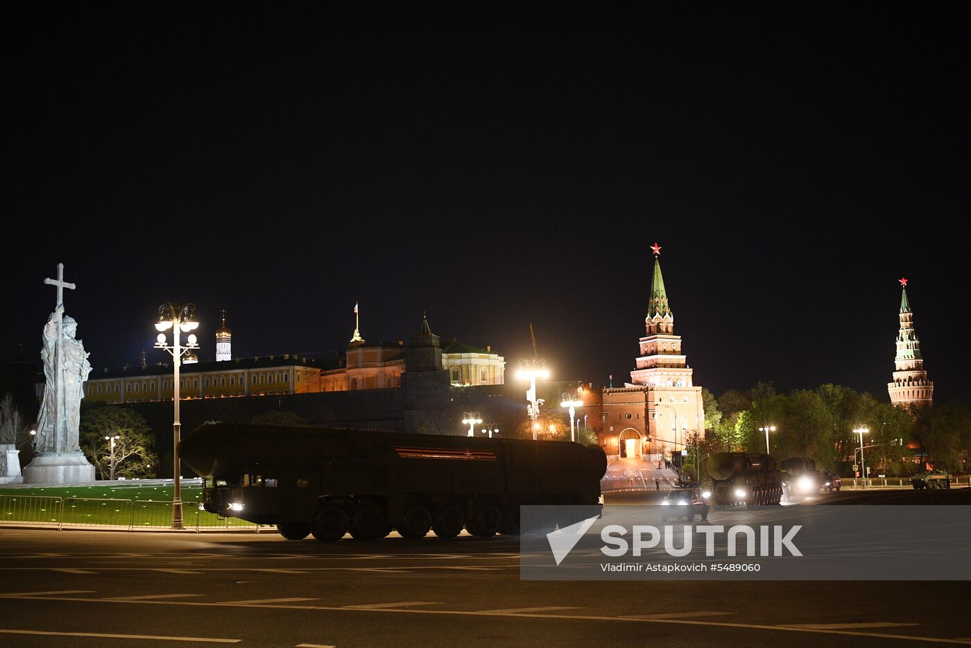 Night rehearsal of Victory Parade on Red Square