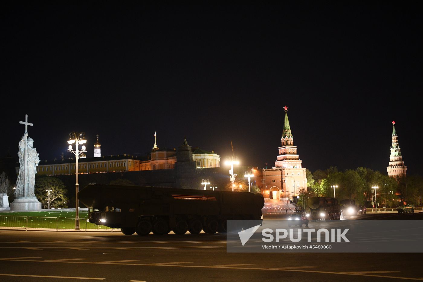 Night rehearsal of Victory Parade on Red Square