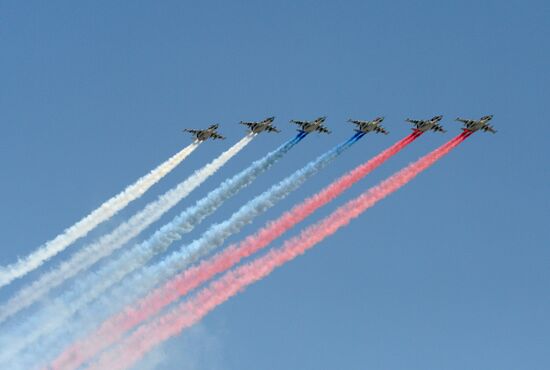 Rehearsal of Victory Day Parade flyovers